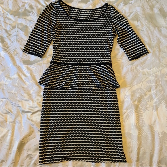 Black & White Peplum Dress - Picture 4 of 5